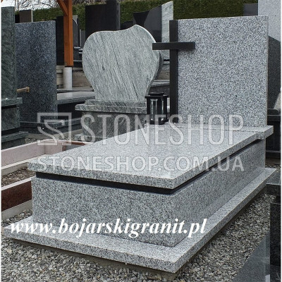 Європейський пам'ятник із сірого граніту з чорним хрестом — модель 508