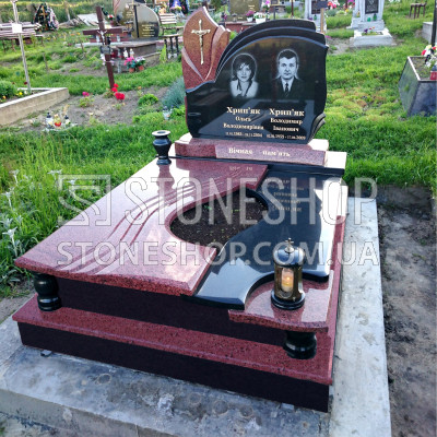 Ексклюзивний подвійний пам'ятник зі вставкою-полум'ям — модель 181