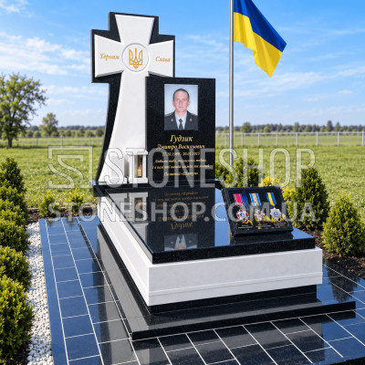 Пам'ятник Герою з білим хрестом «Героям слава» — модель Т-19
