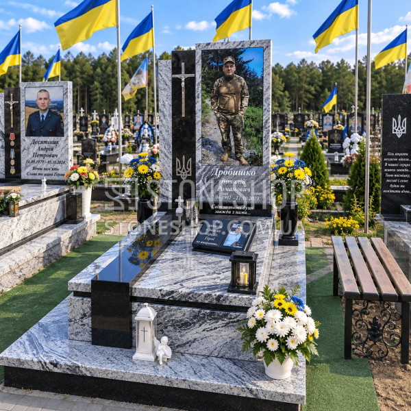 Пам'ятник воїну з кольоровим портретом і тризубом — модель Т-23
