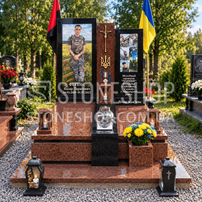Пам'ятник Герою з двома портретами і хрестом — модель Т-24